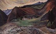 Emily Carr Village in the hills oil